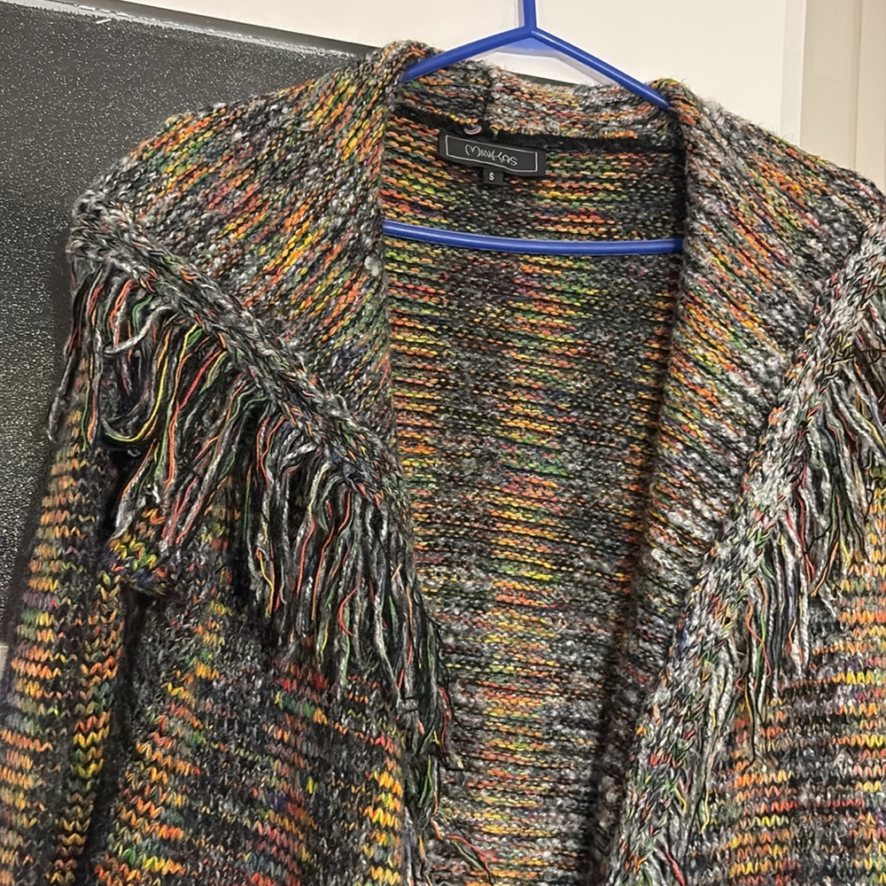 Knee length sweater jacket multicolour
